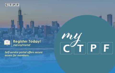 Register Today for myCTPF Graphic with Chicago Skyline