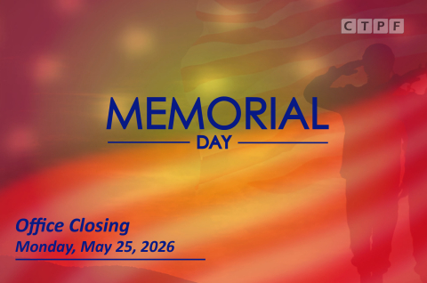 Memorial Day Office Closed Graphic with American Flag and Soldier Saluting