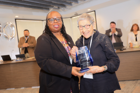 CTPF President Jacquelyn Price Ward presented supercentenarian Bea Lumpkin with the Jane Addams Living Legacy Award during CTPF’s 130th Anniversary celebration in August 2025.